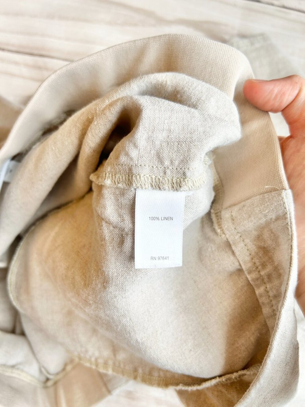 J. Jill Love Linen Elastic Waist Pull On Trouser Pants in Oatmeal Size M - Picture 5 of 7